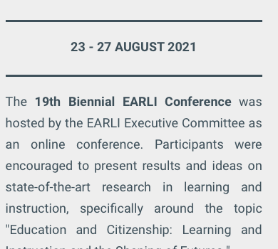 EARLI 2021 Conference